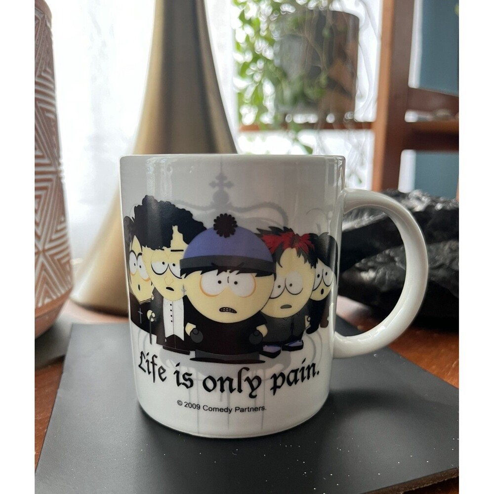 2009 South Park LIFE IS ONLY PAIN Coffee MUG Cup Comedy Partners